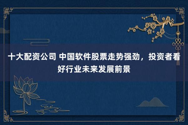 十大配资公司 中国软件股票走势强劲，投资者看好行业未来发展前景