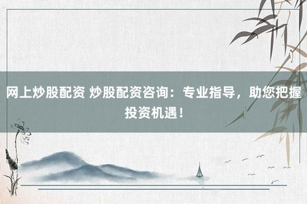 网上炒股配资 炒股配资咨询：专业指导，助您把握投资机遇！