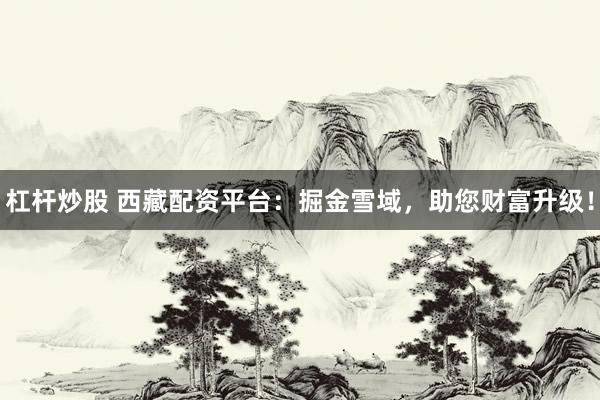 杠杆炒股 西藏配资平台：掘金雪域，助您财富升级！