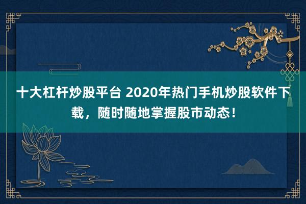 十大杠杆炒股平台 2020年热门手机炒股软件下载,随时随地掌握股市动态!