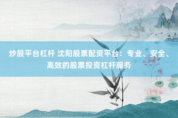 炒股平台杠杆 沈阳股票配资平台：专业、安全、高效的股票投资杠杆服务