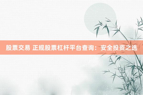 股票交易 正规股票杠杆平台查询：安全投资之选